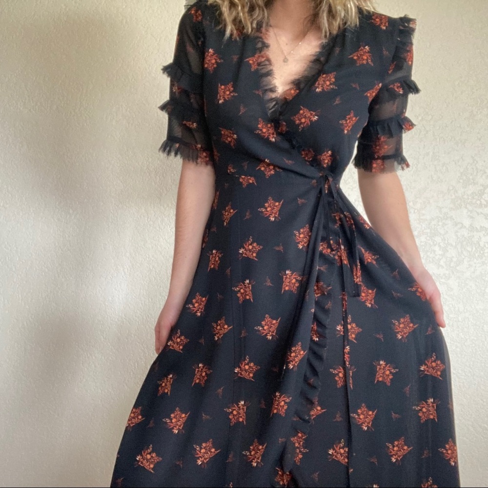 Zara black wrap dress